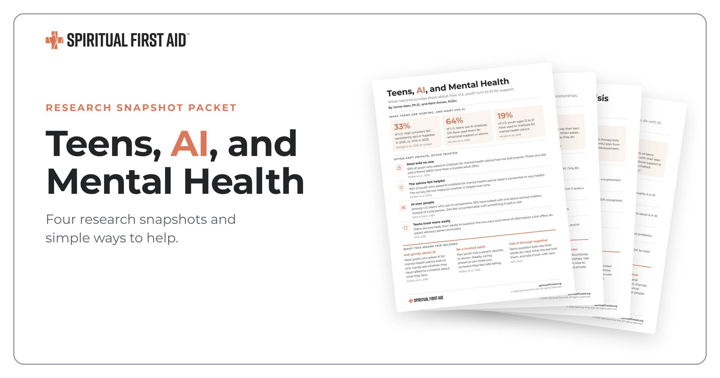 Research Snapshots: Teens, AI, and Mental Health. Four research snapshots and simple ways to help.