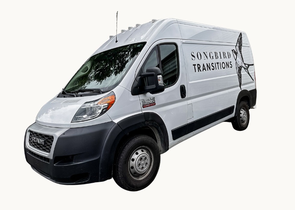 Bingo the cargo van for the senior downsizing box truck for Songbird Transitions in Granville, Ohio