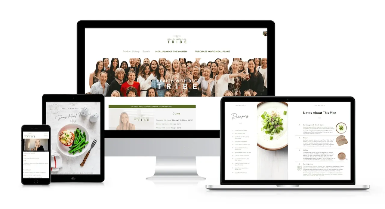 Health with Bec Meal Plan on Mobile, iPad and Desktop