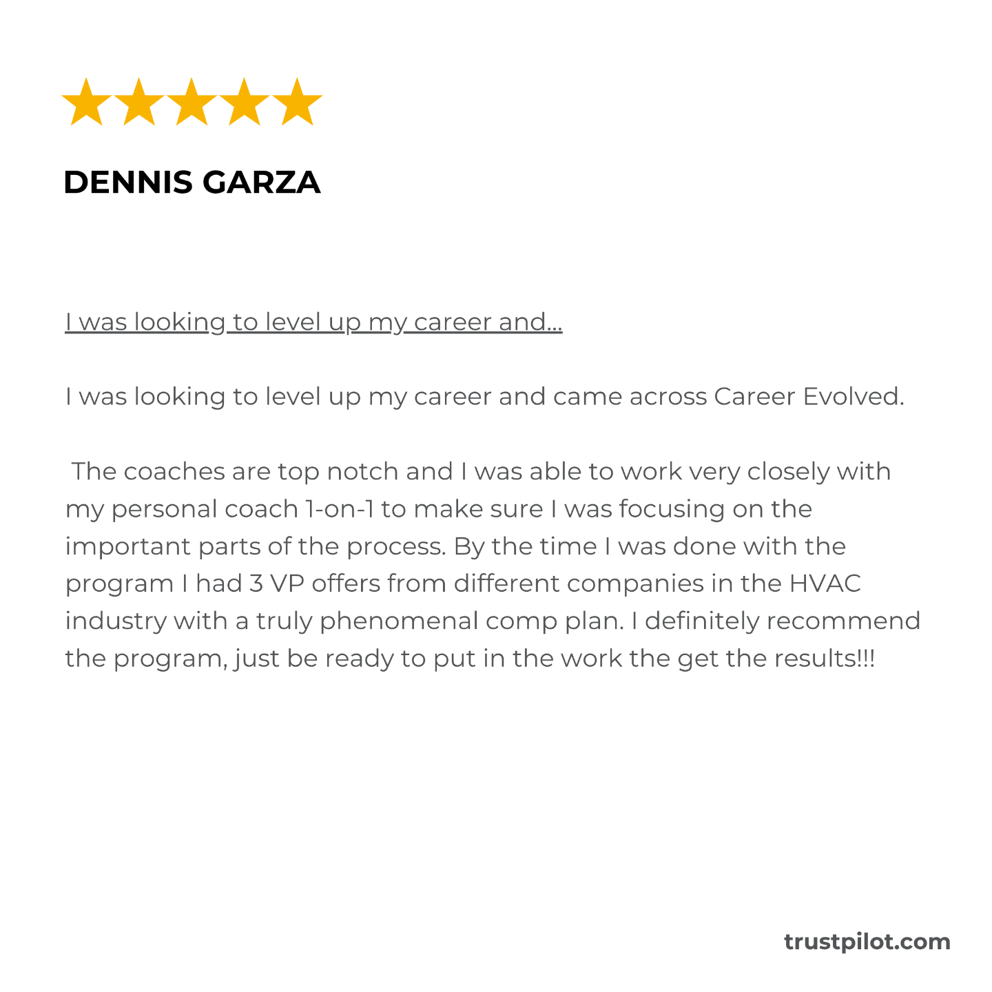 Career Evolved Reviews Trust Pilot