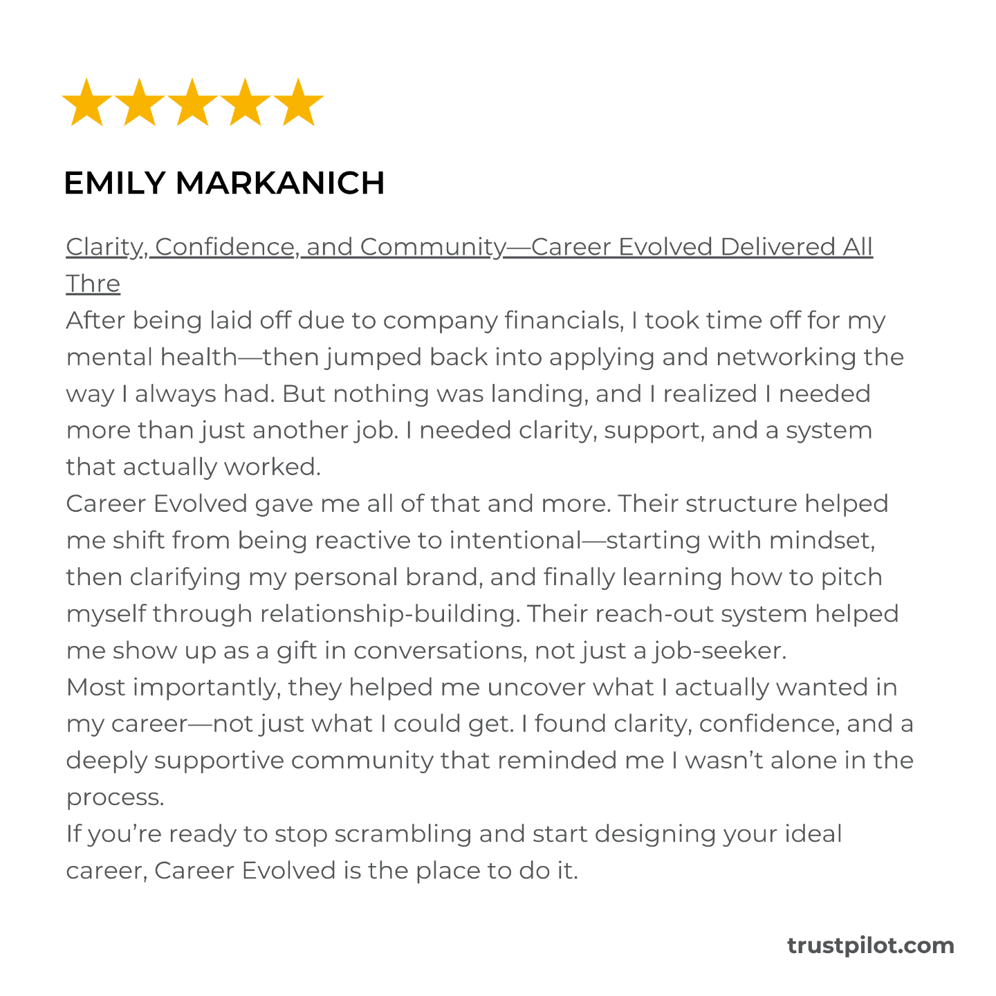 Career Evolved Reviews Trust Pilot