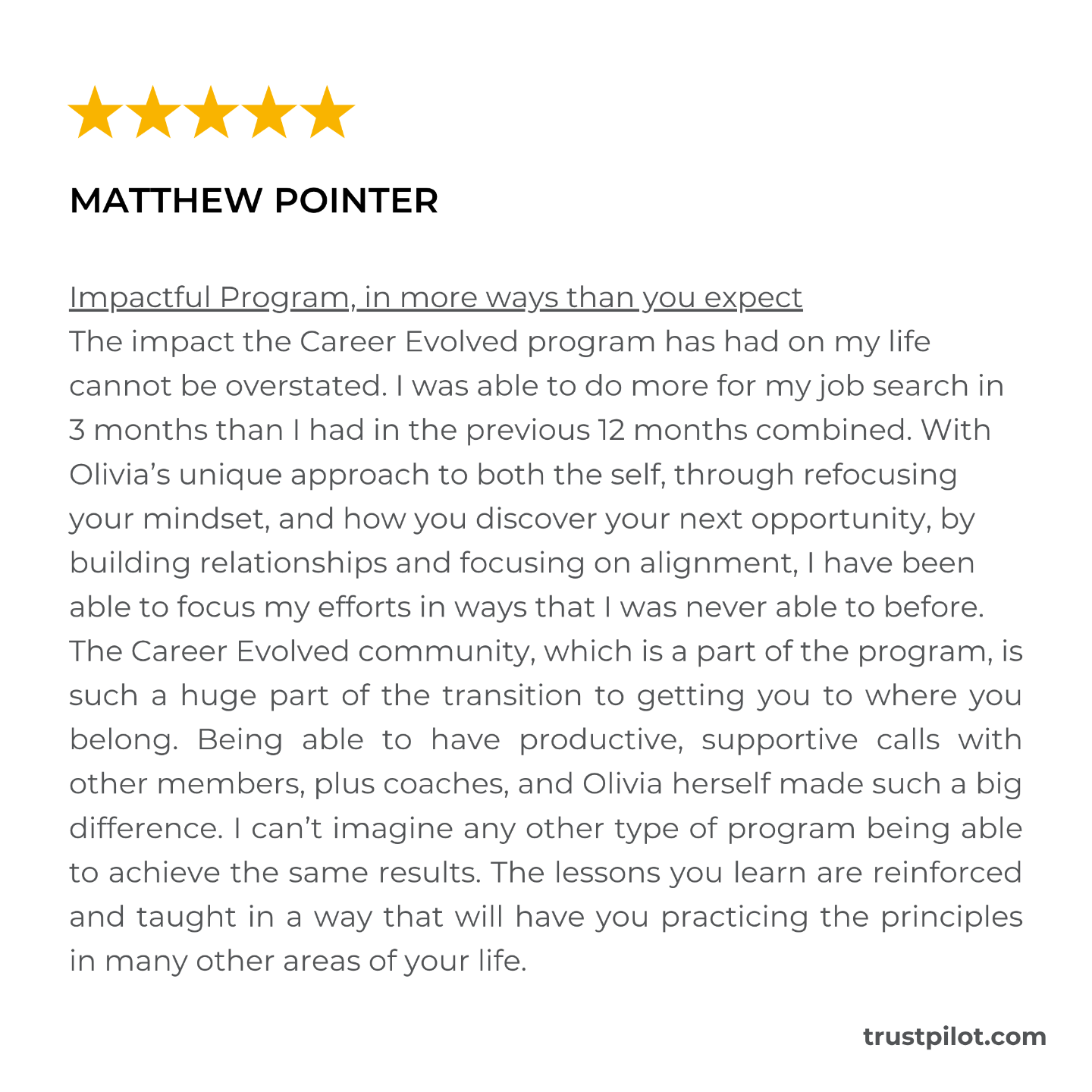 Career Evolved Reviews Trust Pilot