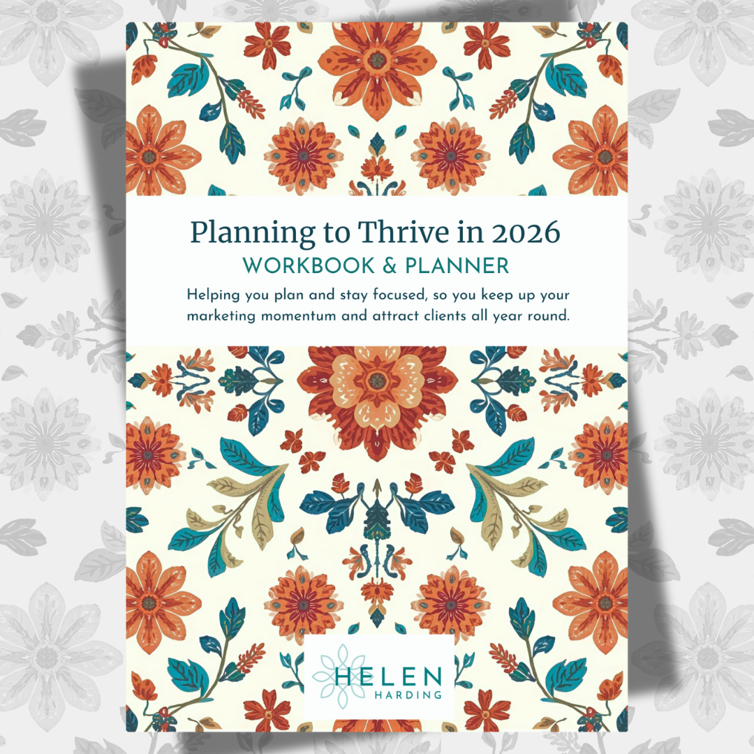 front cover of planner with flower folk art design and heading 'Planning to Thrive in 2026'