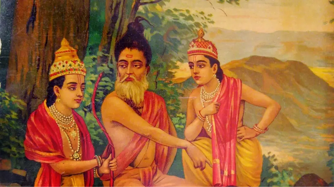 Painting of Vyasa teaching Rama and Laksmana