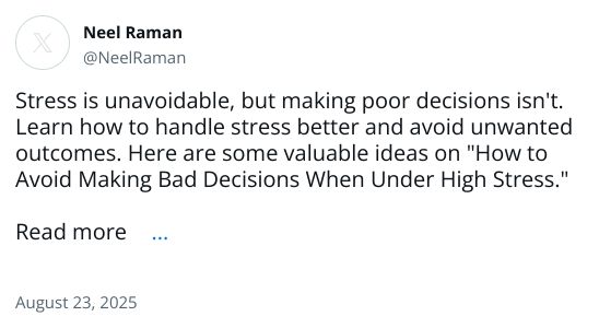 Stress is unavoidable, but making poor decisions isn't. Learn how to handle stress better and avoid unwanted outcomes. Here are some valuable ideas on 
