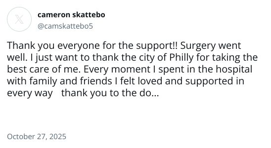 Thank you everyone for the support!! Surgery went well. I just want to thank the city of Philly for taking the best care of me. Every moment I spent in the hospital with family and friends I felt loved and supported in every way❤️ thank you to the doctors, surgeons, and staff... Thank you everyone for the support!! Surgery went well. I just want to thank the city of Philly for taking the best care of me. Every moment I spent in the hospital with family and friends I felt loved and supported in every way❤️ thank you to the doctors, surgeons, and staff...