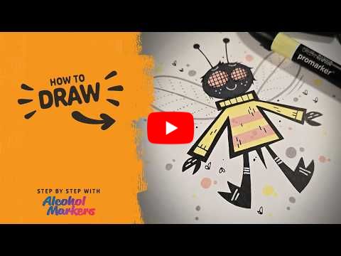 How to draw a Jon Kelly Green Bug with alcohol markers (step-by-step)