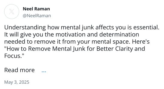 Understanding how mental junk affects you is essential. It will give you the motivation and determination needed to remove it from your mental space. Here's 