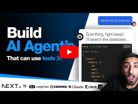 🔴 Let's build an AI Agent that can use Tools in NEXT.JS 15! (LangChain, Clerk, Convex, TS, IBM)