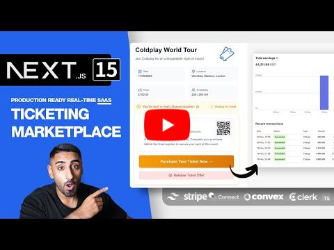 🔴 Lets build a Ticket Marketplace SAAS with NEXT.JS 15 (Convex, Stripe Connect, Clerk, Tailwind, TS)