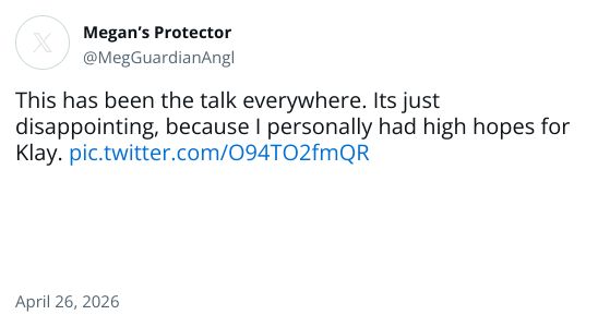 This has been the talk everywhere. Its just disappointing, because I personally had high hopes for Klay. pic.twitter.com/O94TO2fmQR