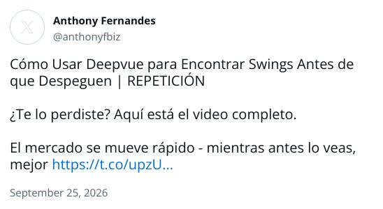 Cómo Usar Deepvue para Encontrar Swings Antes de que Despeguen | REPETICIÓN¿Te lo perdiste? Aquí está el video completo.El mercado se mueve rápido - mientras antes lo veas, mejor https://t.co/upzUsKQe5l