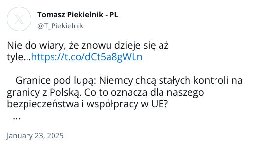 Nie do wiary, że znowu dzieje się aż tyle...https://t.co/dCt5a8gWLn🌍 Granice pod lupą: Niemcy chcą stałych kontroli na granicy z Polską. Co to oznacza dla naszego bezpieczeństwa i współpracy w UE?⚡ Zamach stanu na Słowacji: Kto stoi za destabilizacją tego kraju?🇺🇦 Atak...