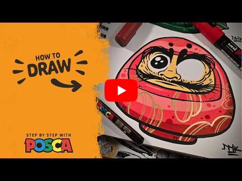 How to Draw a Daruma Doll with Posca Pens | Easy Wonky Marker Drawing
