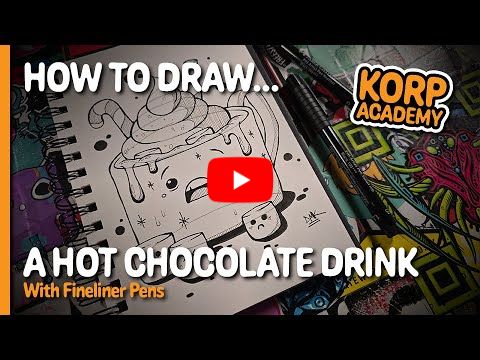 How to Draw a Hot Chocolate Drink with Fineliner Pens