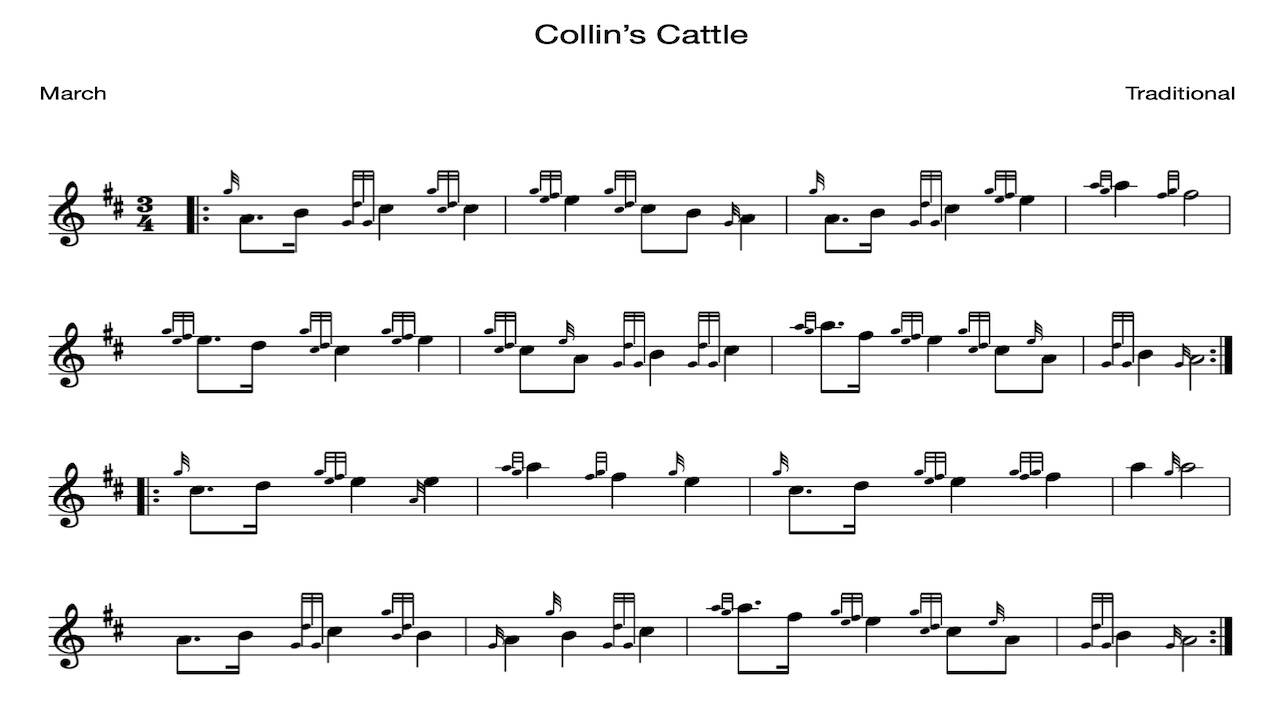 Collin's Cattle Bagpipe Sheet Music Learn Collin's Cattle on Bagpipe
