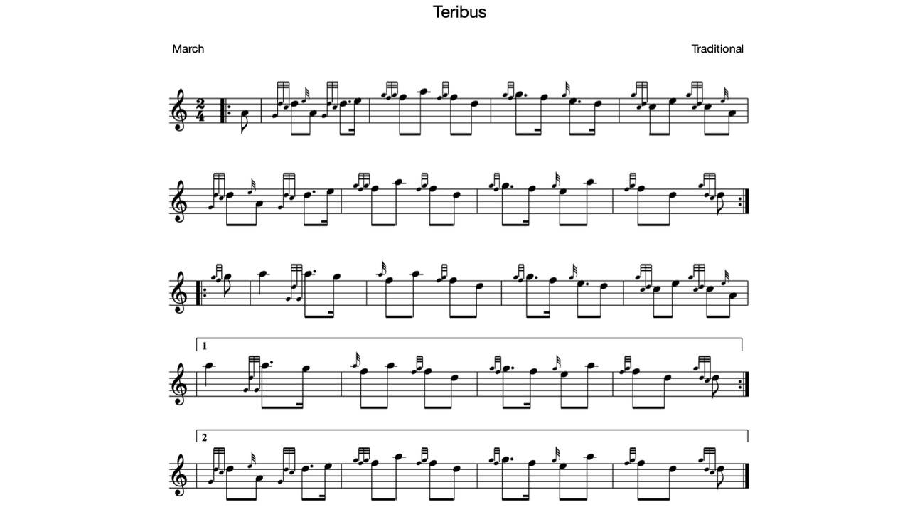 Teribus Bagpipe Sheet Music Learn to play bagpipe tune Teribus.