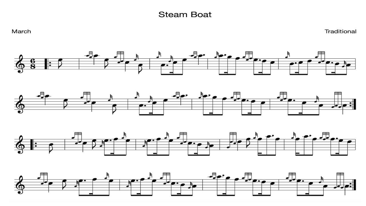 Steam Boat Bagpipe Sheet Music Learn Steam Boat on Bagpipes