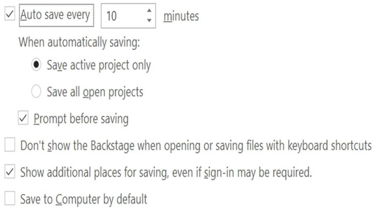 Auto Save in Microsoft Project