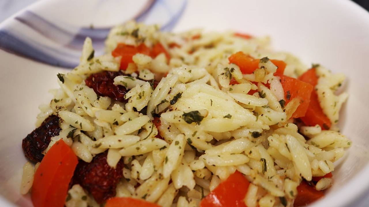 Vegan Orzo Recipe with Red Peppers