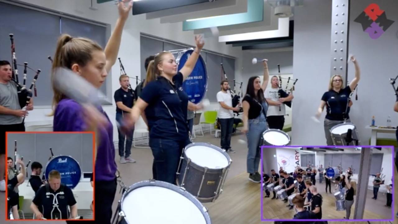 Glasgow Police Pipe Band Tenor & Pipe Band Bass Drum Section