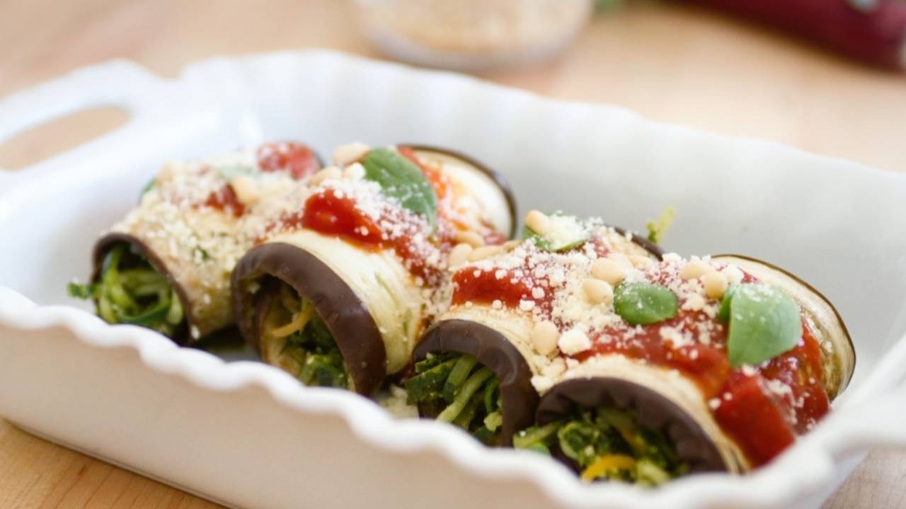 Eggplant Lasagna RollUps with Cashew “Ricotta”