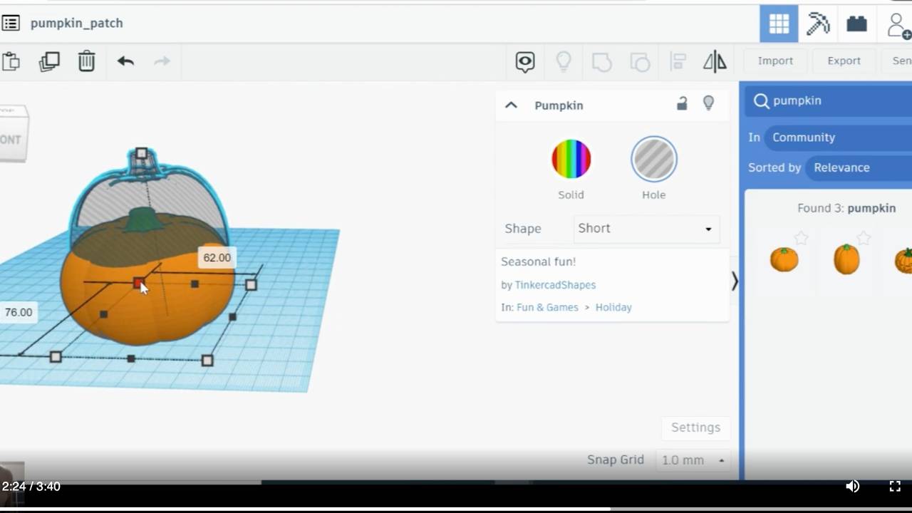 How to digitally carve a pumpkin using Tinkercad