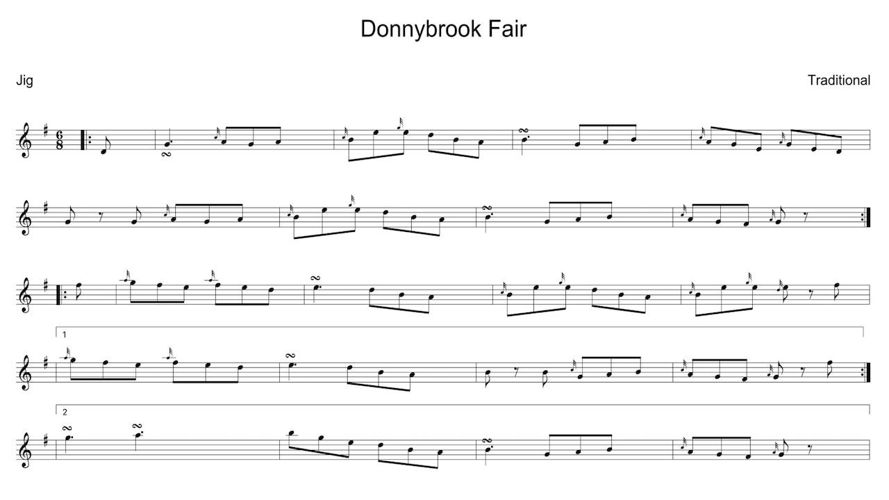 Donnybrook Fair tin whistle sheet music