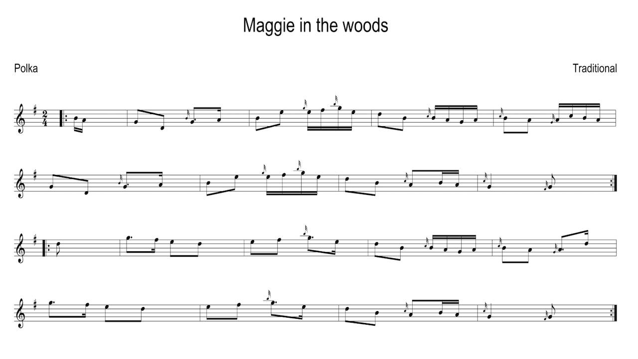 Maggie in the woods tin whistle sheet music