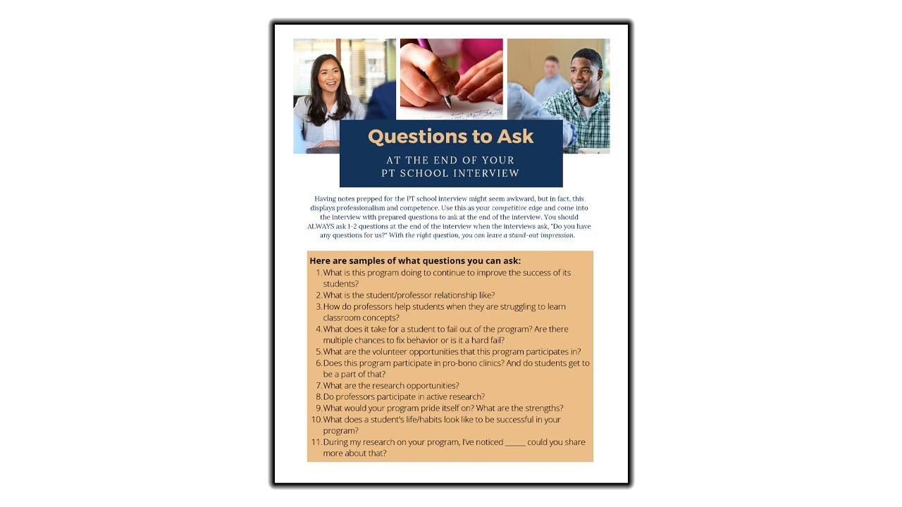Questions to Ask During an Physical Therapy School Interview