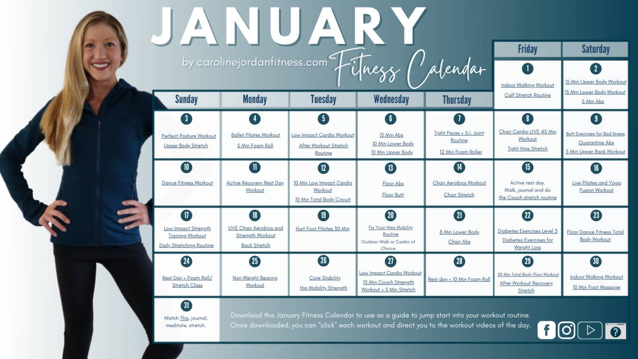Start The Year Right! Get FREE January Fitness Calendar.