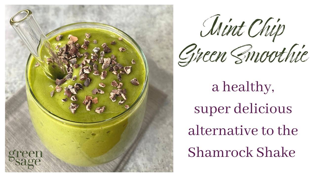 Healthy Vegan Mint Chip Shamrock Shake Green Smoothie