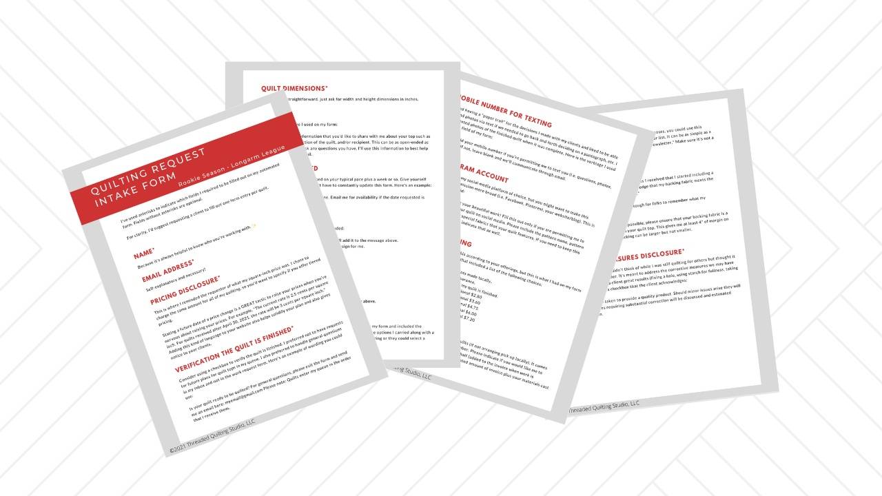 Quilting Request Form for a Longarm Quilting Business