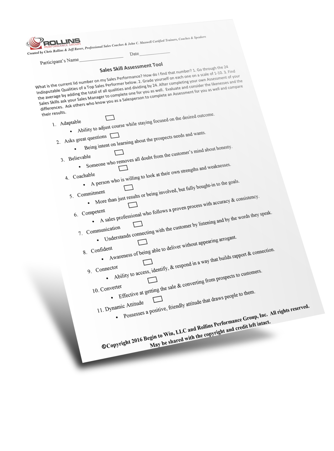 Sales Assessment Tool Thank You