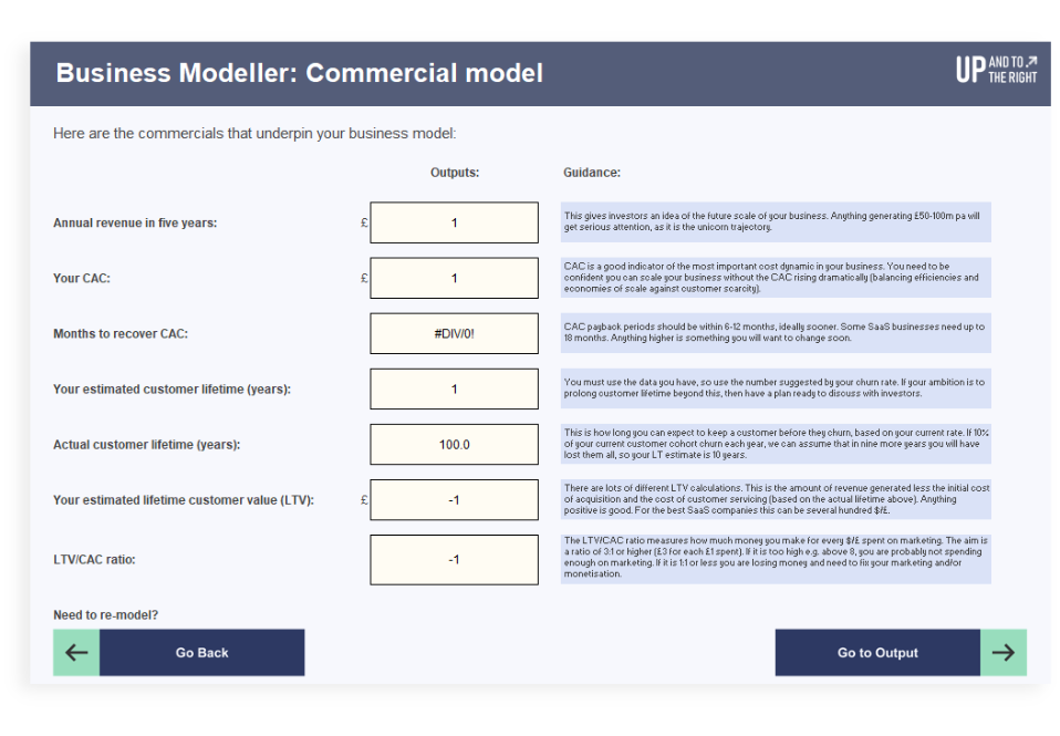 Screenshot of the business modeller