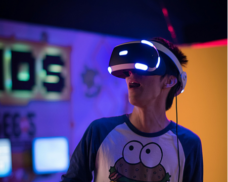 A person wearing VR headset