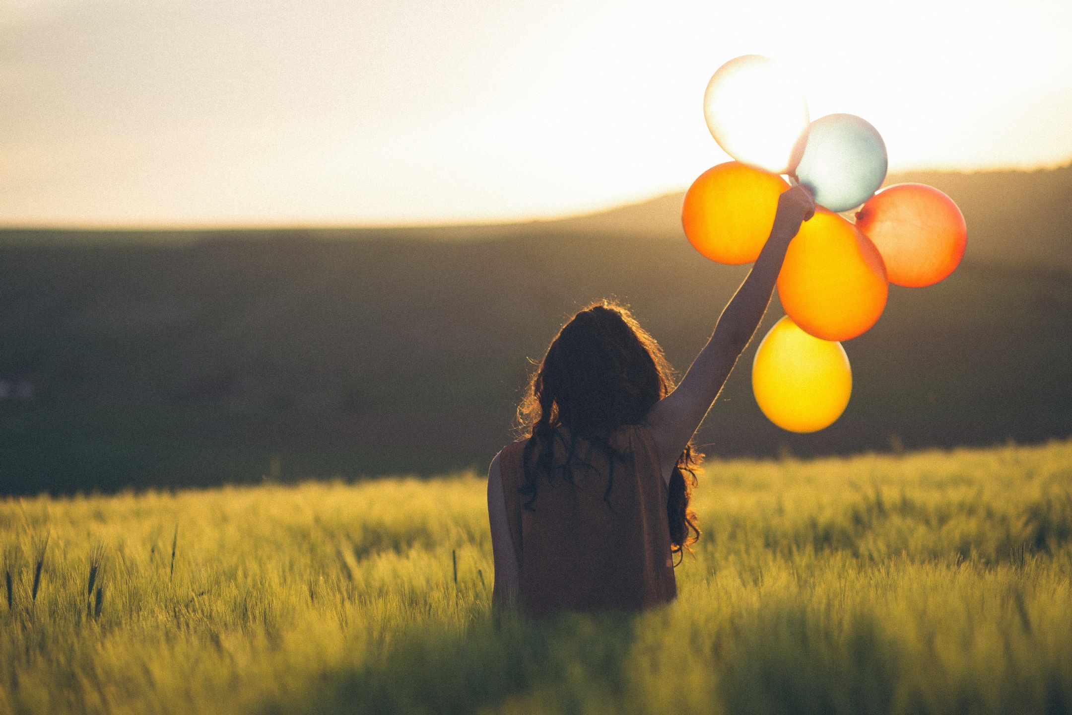 woman with balloons