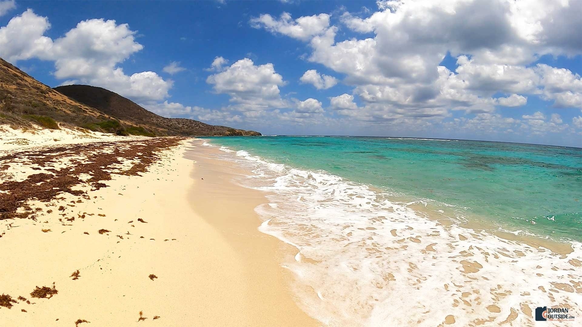 The sand and view of Isaac's Bay Beach, St. Croix