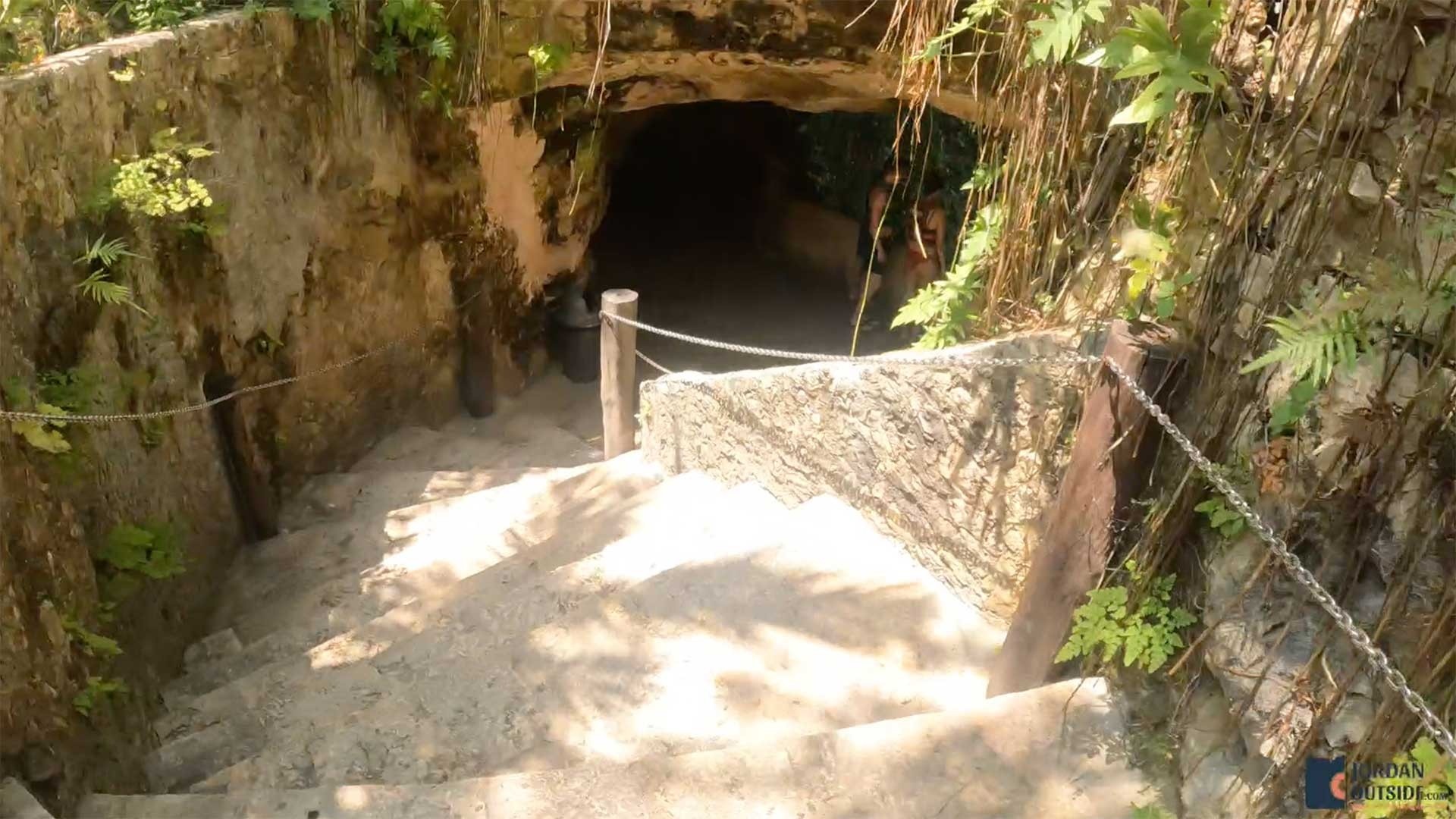 The stairs down to the cenote