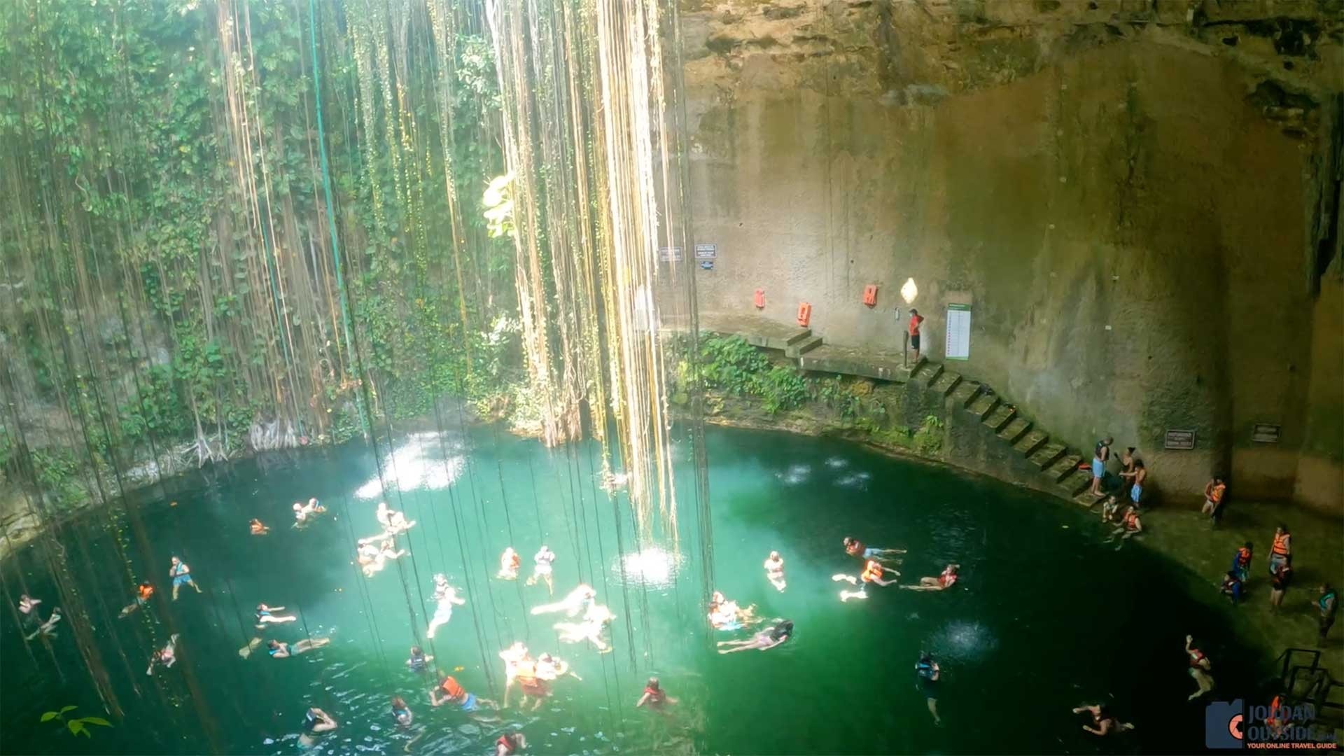 Overlook area for the Cenote Ik Kil in Mexico