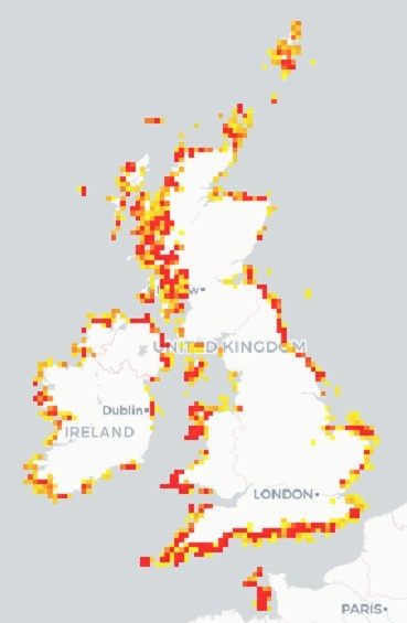 Heat map for intensity of Seasearch records