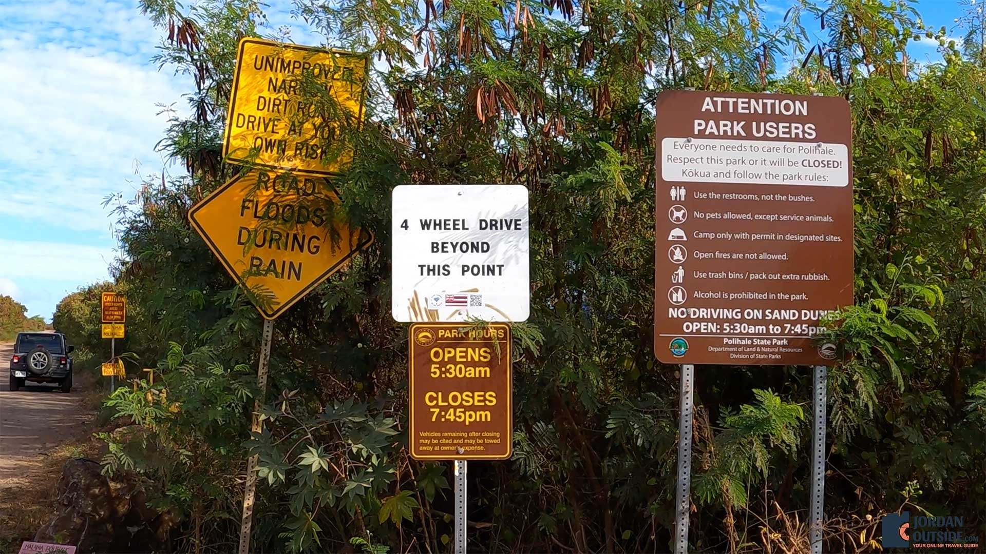 Polihale State Park Beach Signs, Kauai, Hawaii