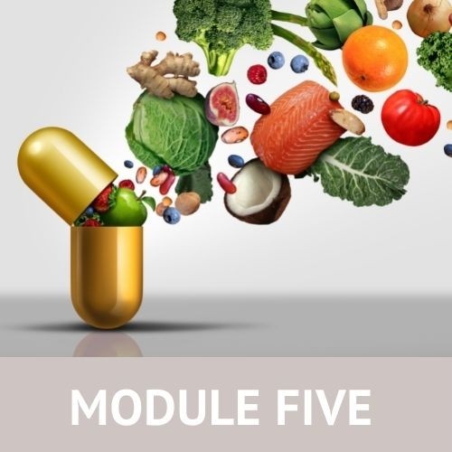 supplement pill with fruits and vegetables coming out of it