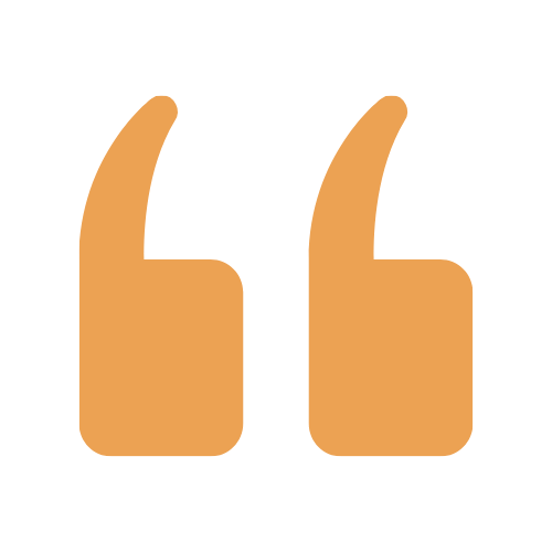 Graphic of an orange/yellow quotation mark.