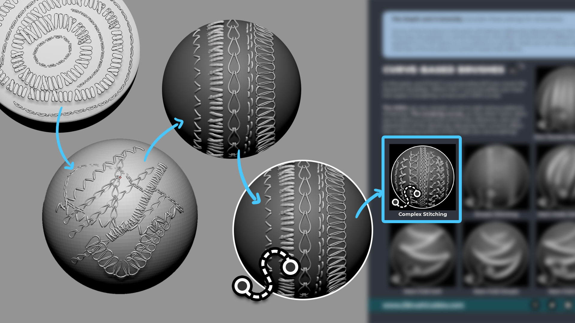 ZBrush workshop, creature final sculpt and final render side by side