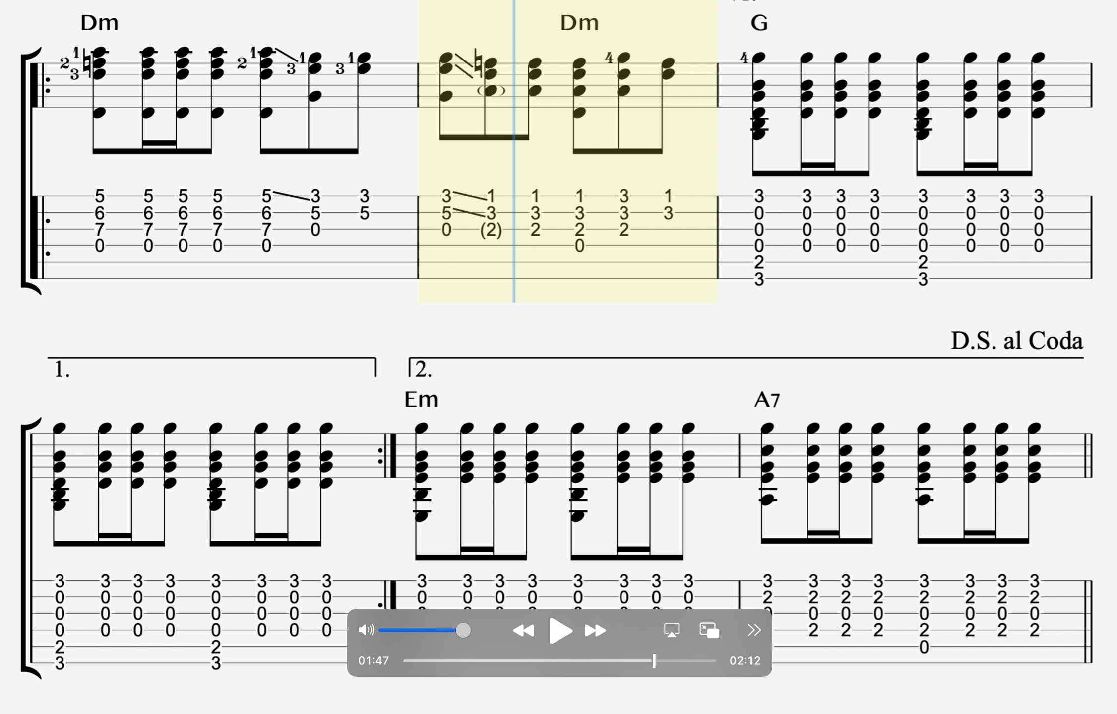 perfect two guitar chords