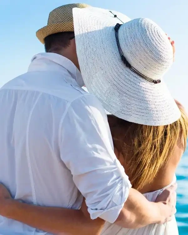 Loving couple feeling loved and kissing