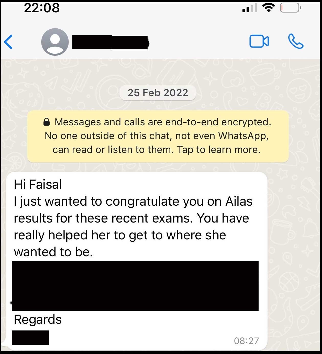 Kate obtaining grade A in Chemistry and grade A* in Biology