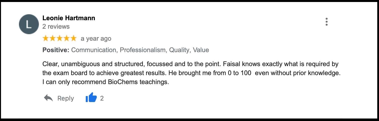 Kate obtaining grade A in Chemistry and grade A* in Biology