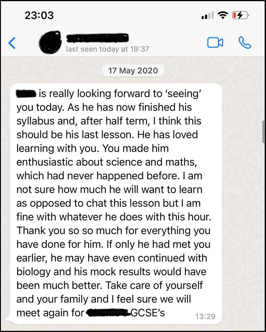 Kate obtaining grade A in Chemistry and grade A* in Biology